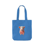 Cornflower Blue Cute Pig Twill Tote Bag