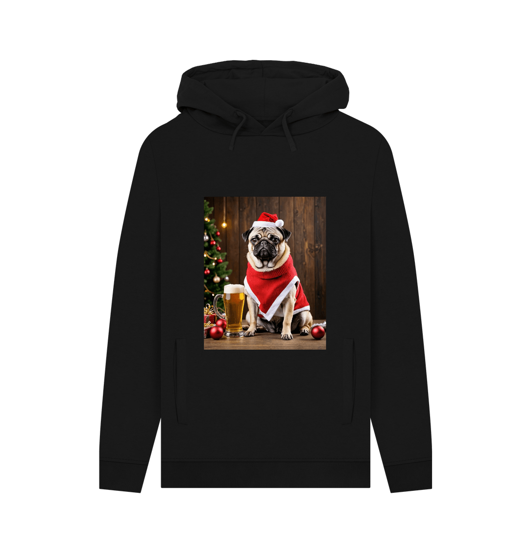 Black Christmas Pug Hoodie