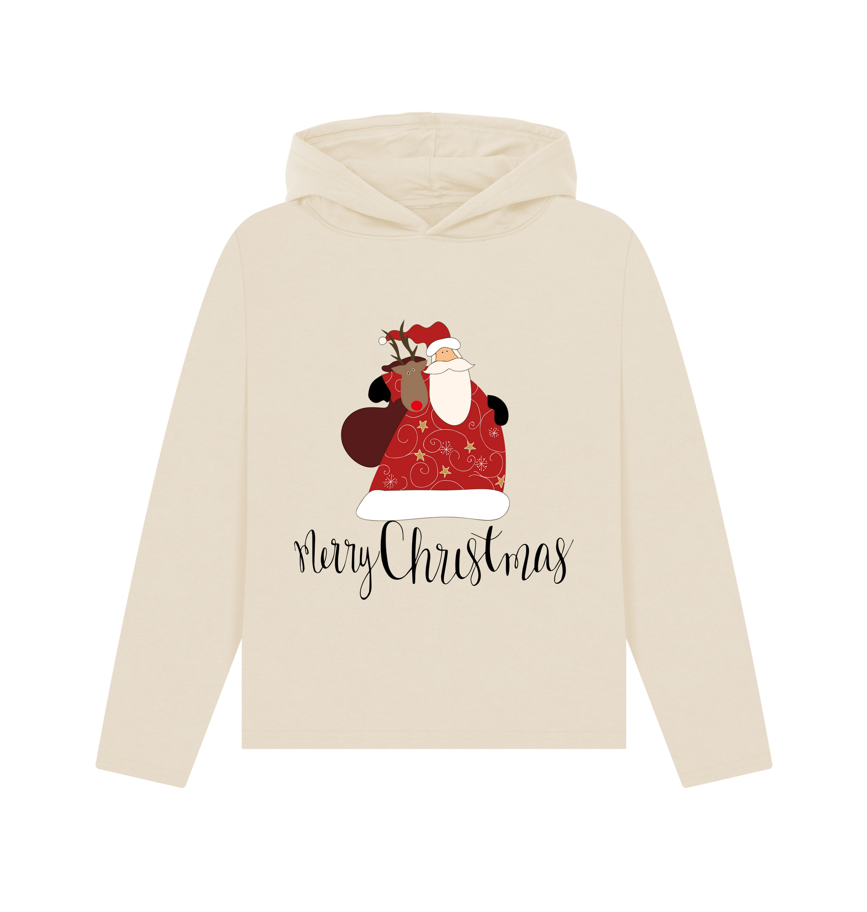 Oat Printed Hoody Front