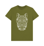 Moss Green Patterned White Fox Tee