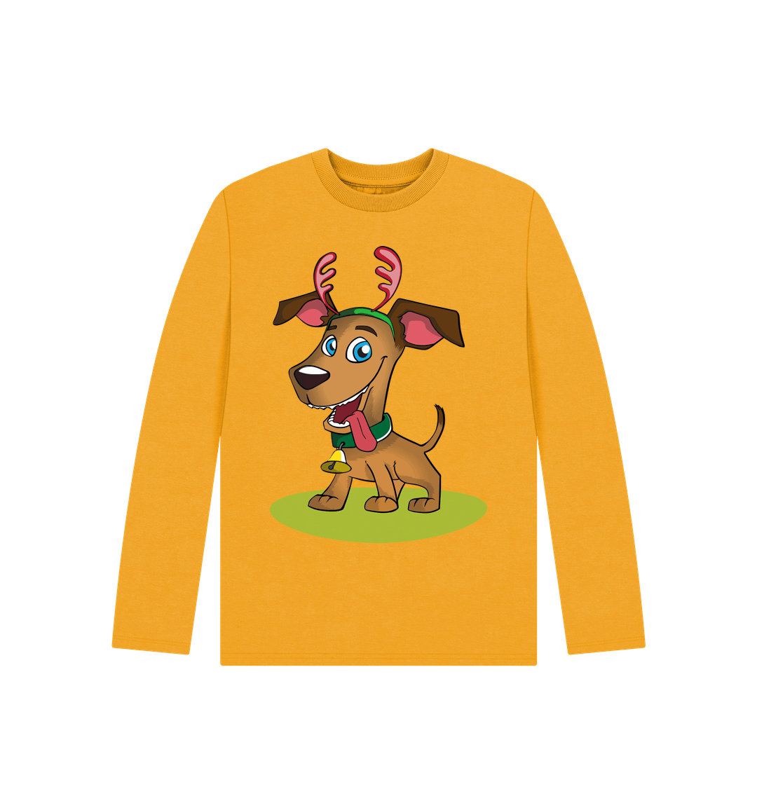 Mustard Christmas Dog Long Sleeve Tee