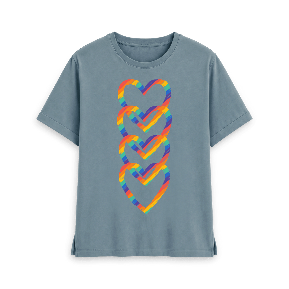 Stone Blue Printed T-shirt Front