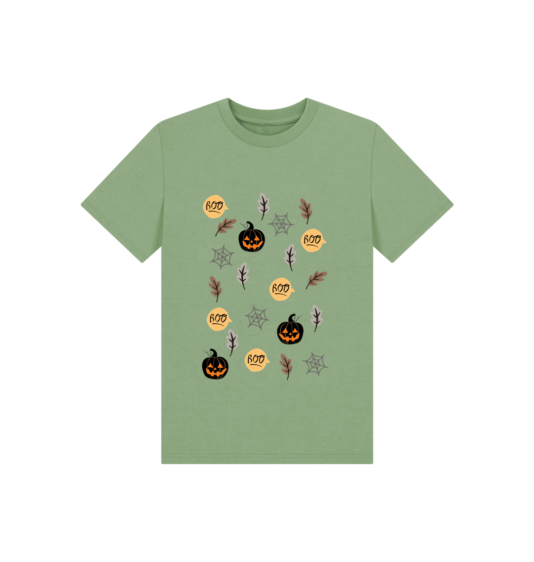 Halloween-themed organic cotton t-shirt showcasing stylish swagger for a sustainable fashion statement.