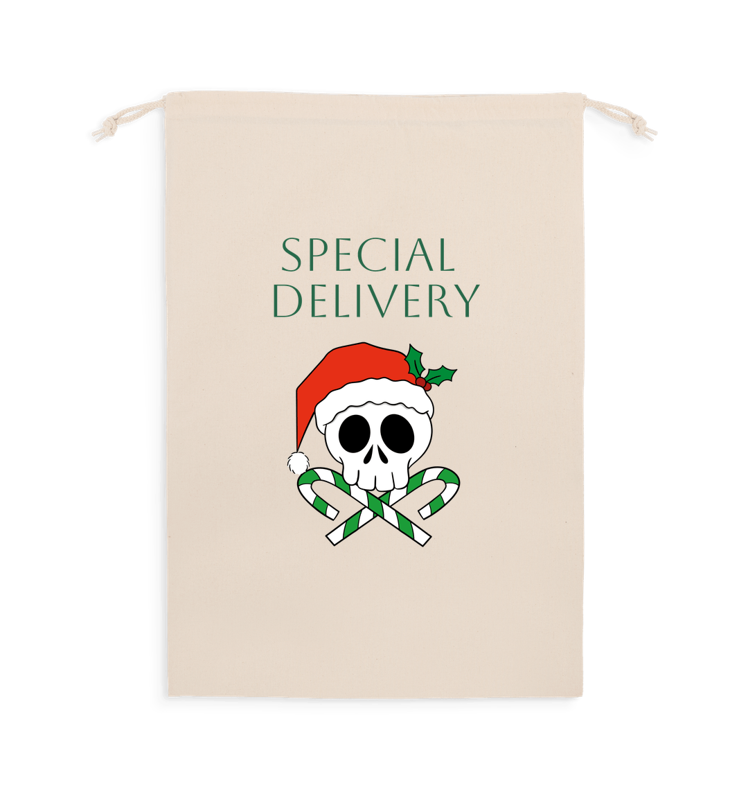 Natural 100% Recycled Cotton Skull Christmas Presents Sack