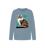 Stone Blue Brown Cat Long Sleeve Tee