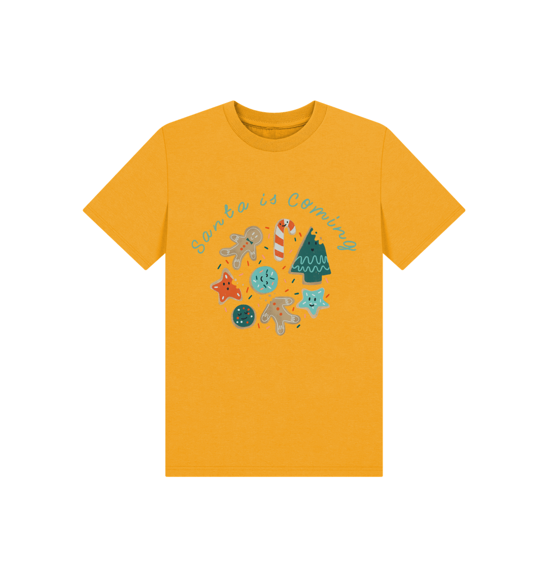 Mustard Gingerbread Man  And Santa Is Coming Tee