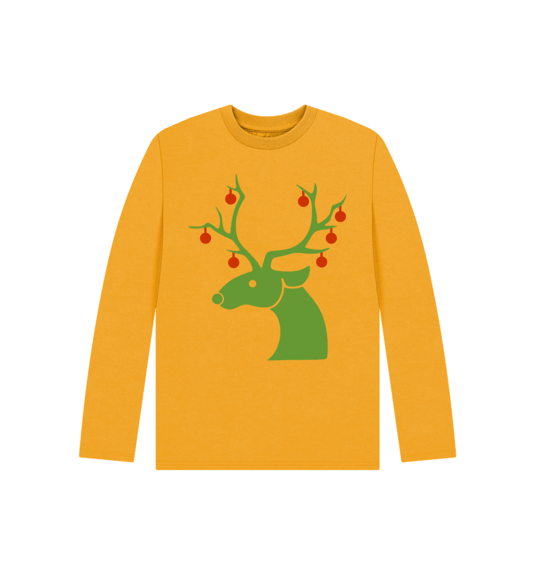 Mustard Christmas Baubles Reindeer Long Sleeves Tee