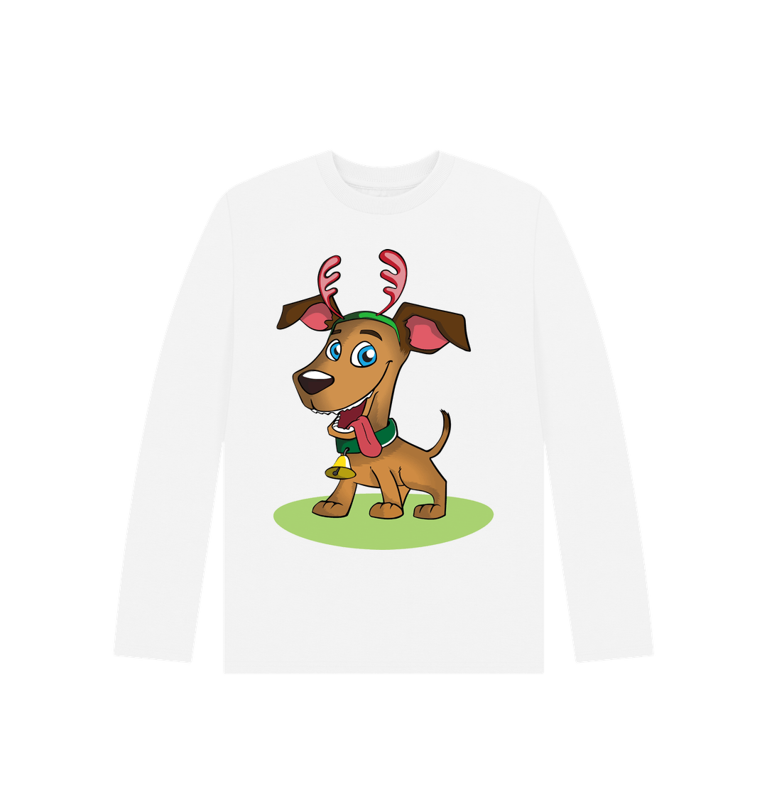 White Christmas Dog Long Sleeve Tee