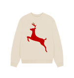 Oat Red Reindeer Christmas Oversized Jumper