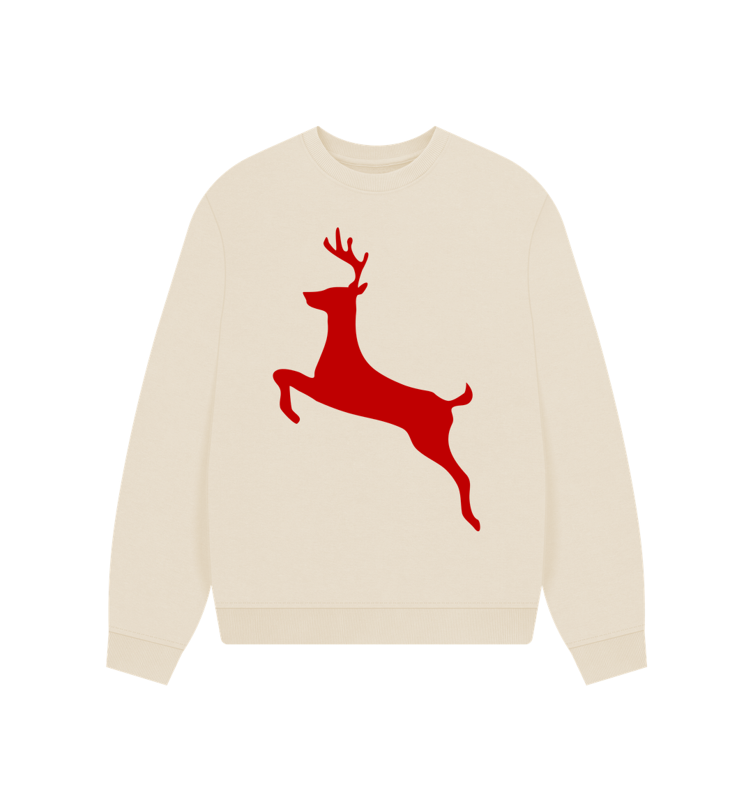 Oat Red Reindeer Christmas Oversized Jumper