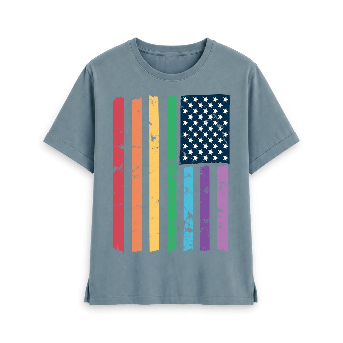 Stone Blue Printed T-shirt Front