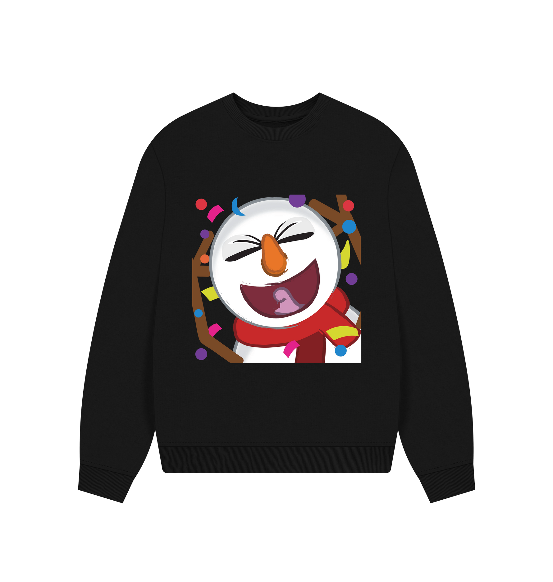 Black Printed Sweater Front