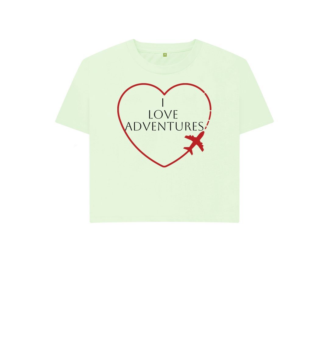 Pastel Green I Love Adventures Boxy Tee