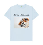 Sky Blue Merry Christmas Tiger Tee