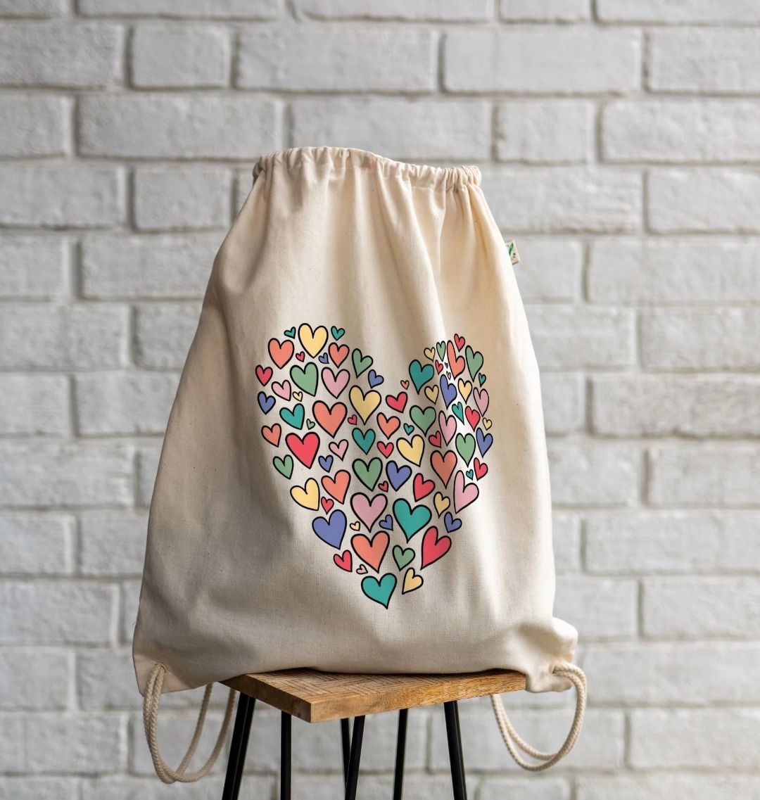 Pride Love Hearts Drawstring Bag