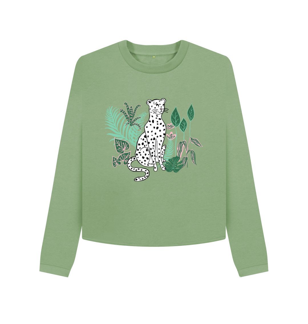 Sage White Leopard Boxy Jumper