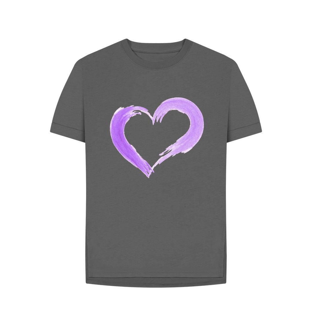 Slate Grey Love Heart Relaxed Fit Tee