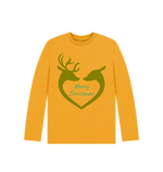 Mustard Reindeer Heart Merry Christmas Long Sleeve Top