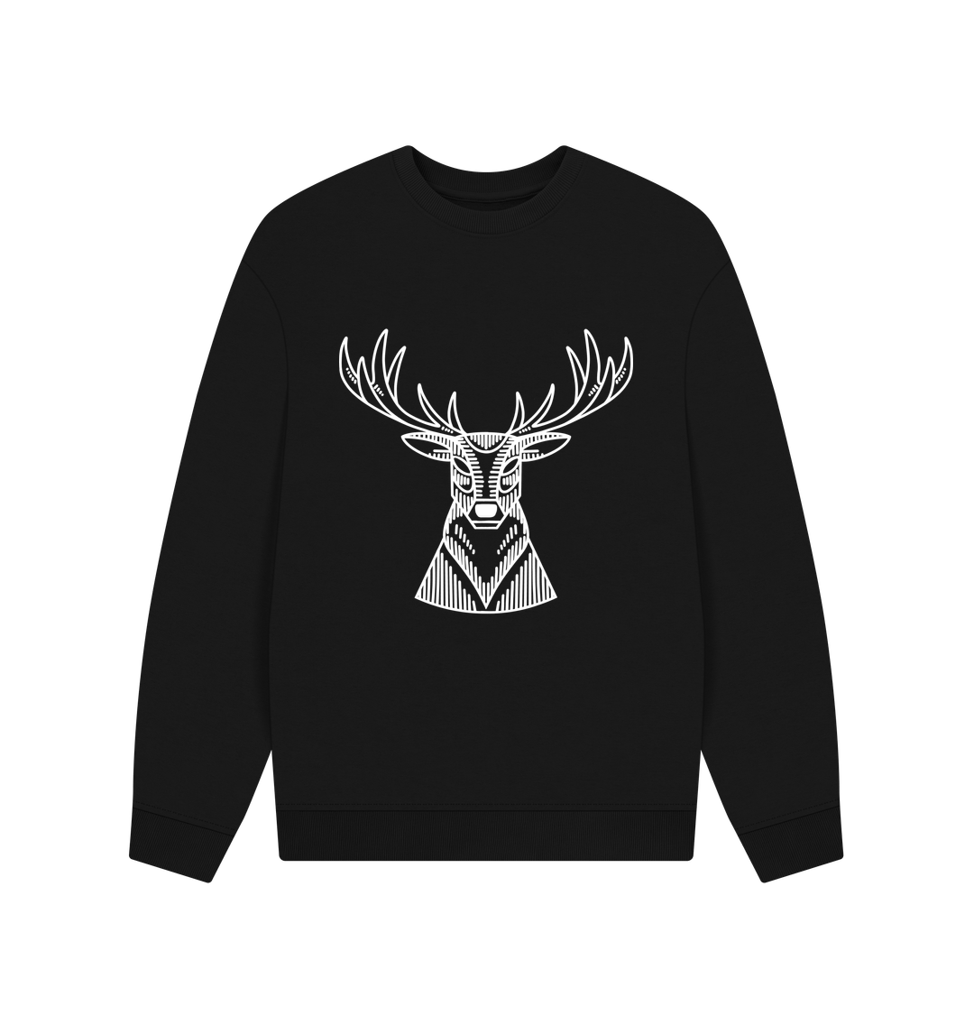 Black White Reindeer Oversized Jumper