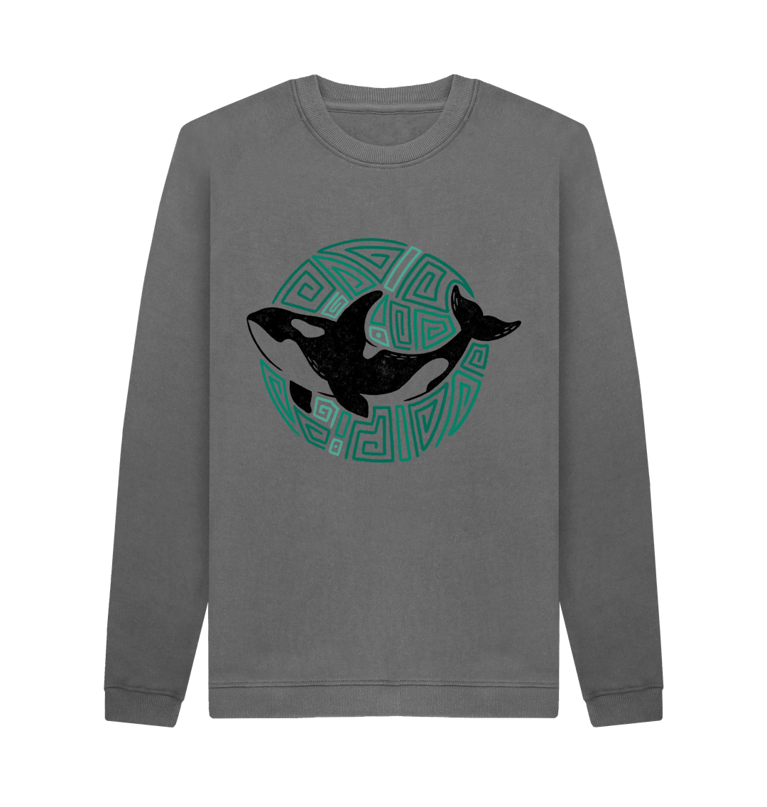 Slate Grey Printed Sweater Front