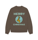 Chocolate Merry Christmas Giraffe Oversized Jumper