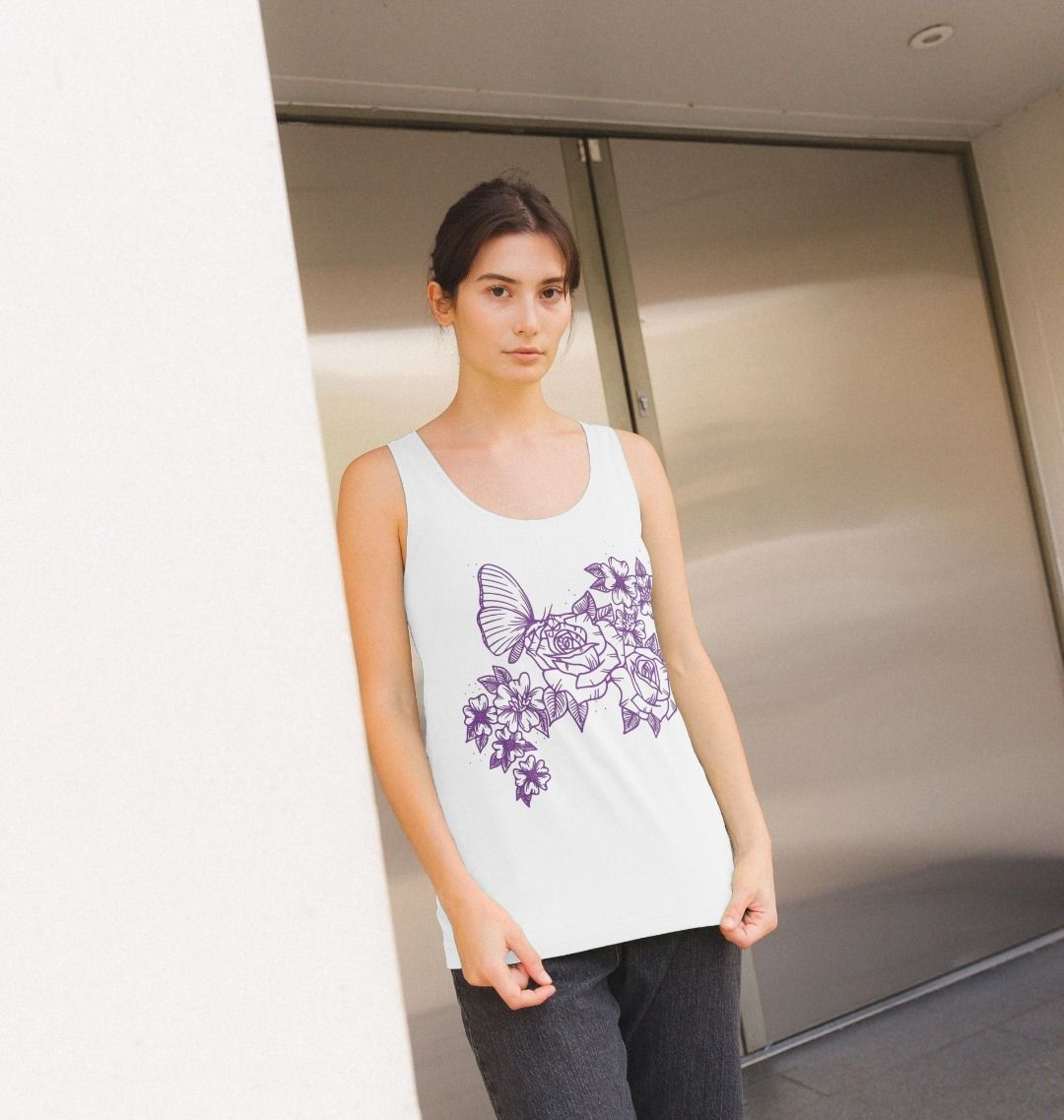 Roses And Butterfly Vest Top