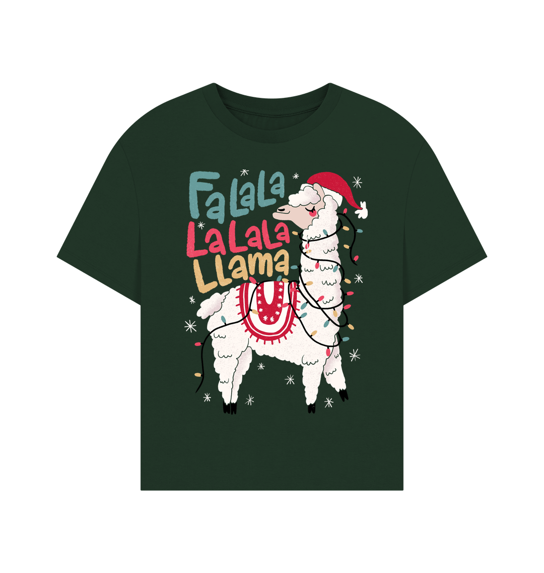 Evergreen Falala Llama Christmas Oversized Tee