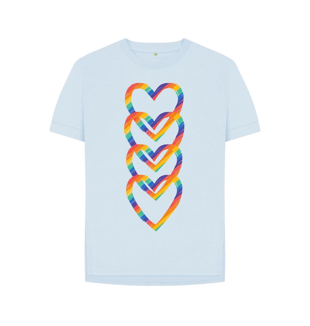 Sky Blue Pride Hearts Relaxed Fit Tee