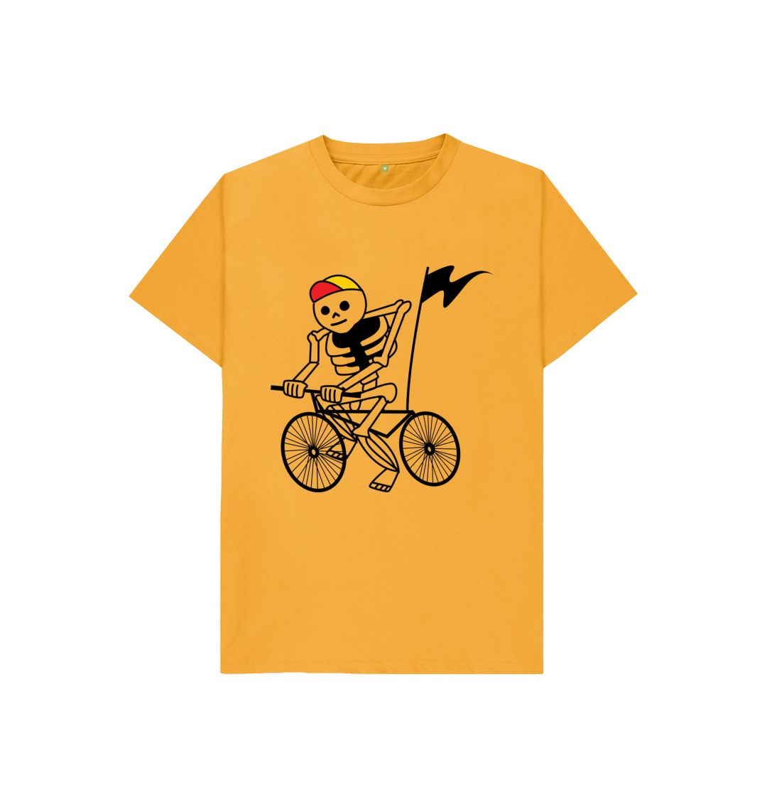 Mustard Skeleton On The Bike Tee