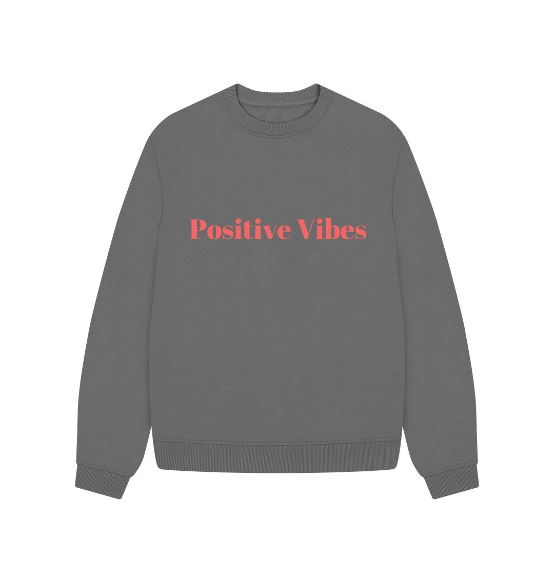 Slate Grey Positive Vibes Oversized Juimper