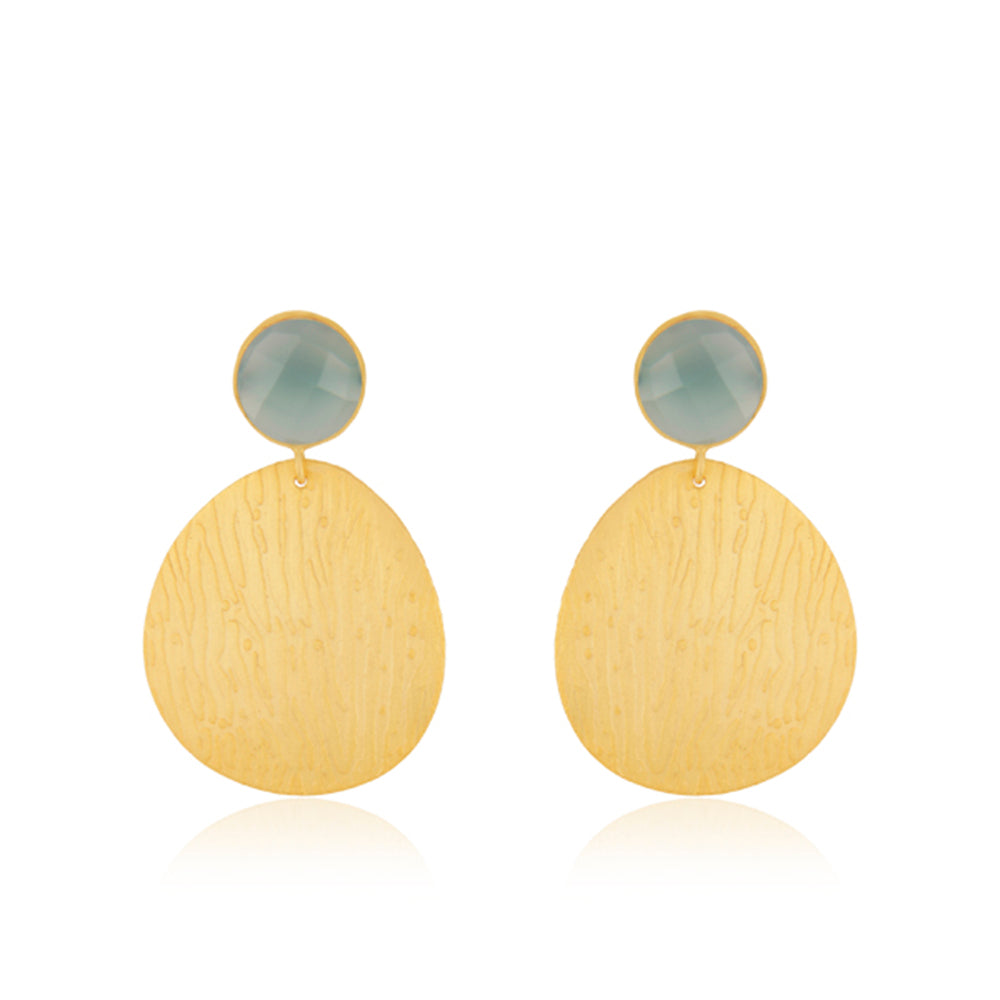 Aqua Chalcedony Gold Earrings