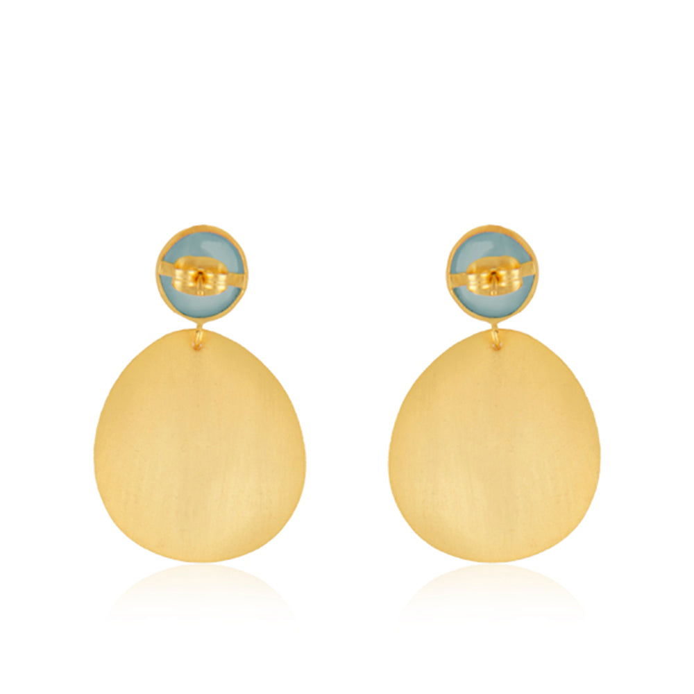 Aqua Chalcedony Gold Earrings