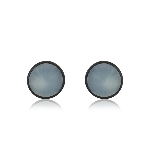 Aqua Chalcedony Black Studs