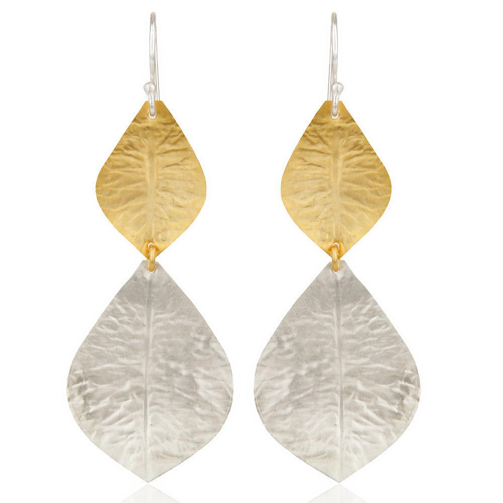 Gold And Silver Leaf Earrings