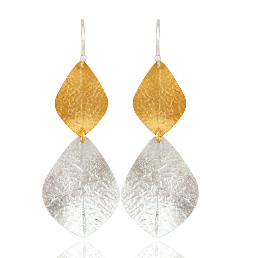 Gold And Silver Leaf Earrings