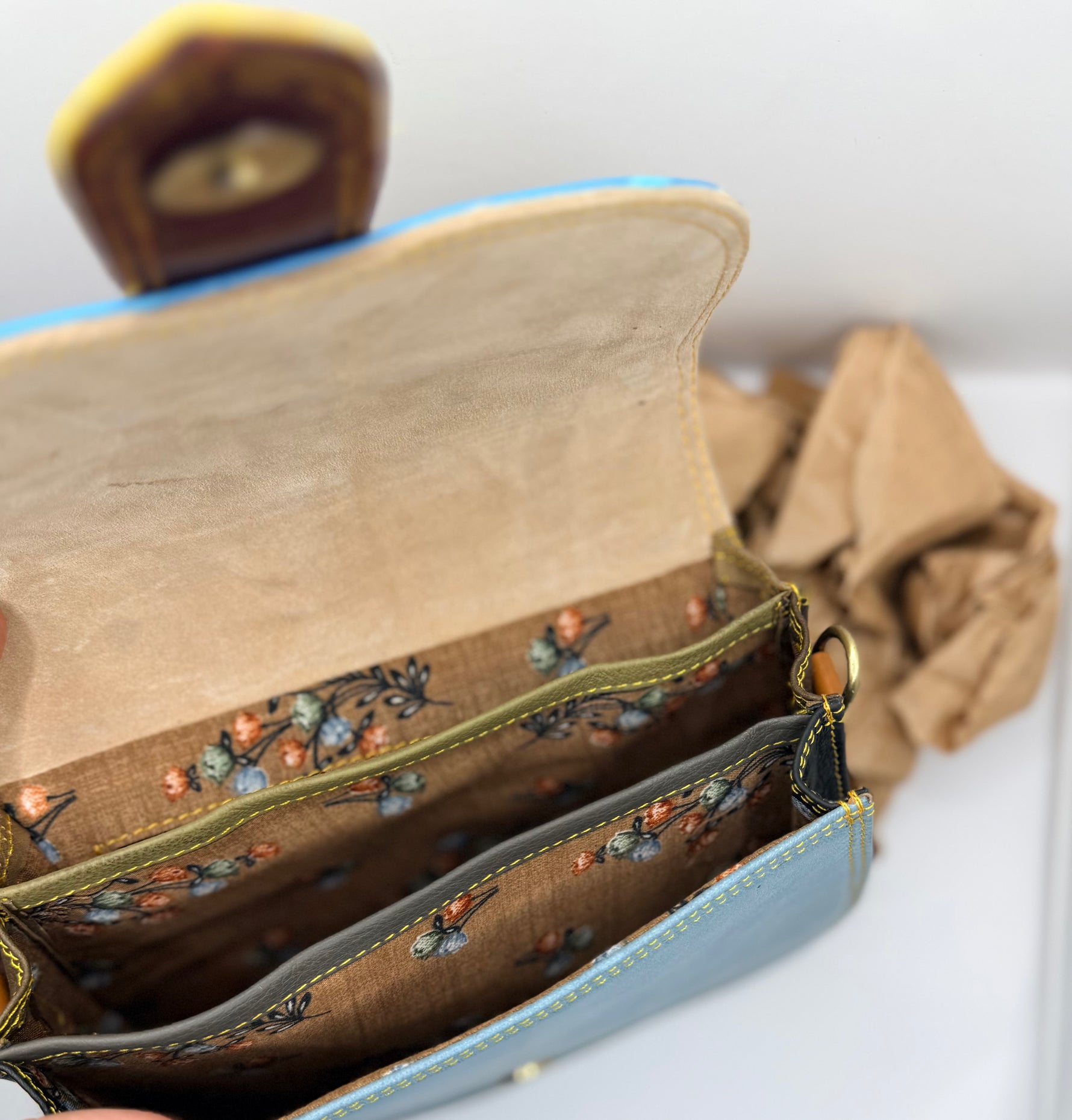 Elegant Lucy handbag crafted from upcycled real leather, combining sustainability with timeless style