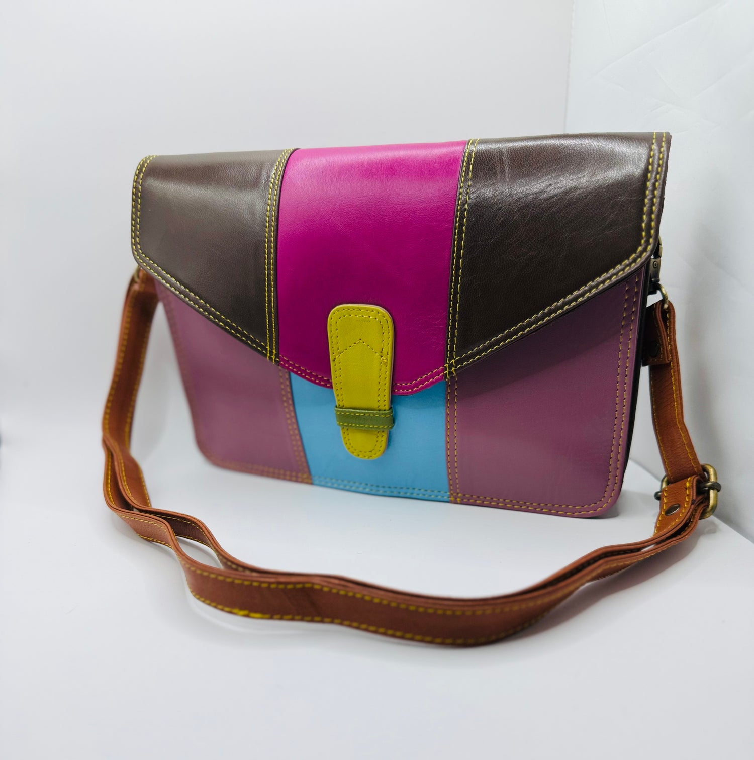 Mavis Pink And Brown Handbag