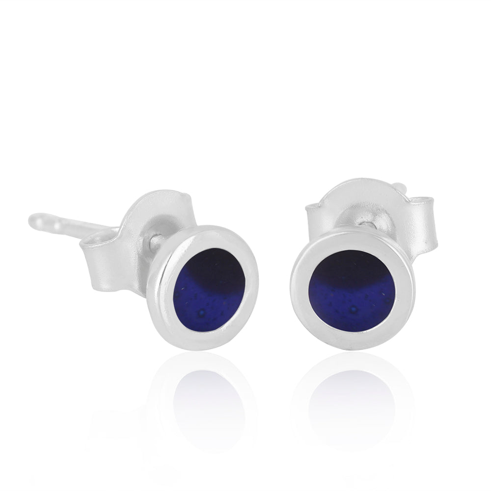 Blue Enamel Stud Earrings