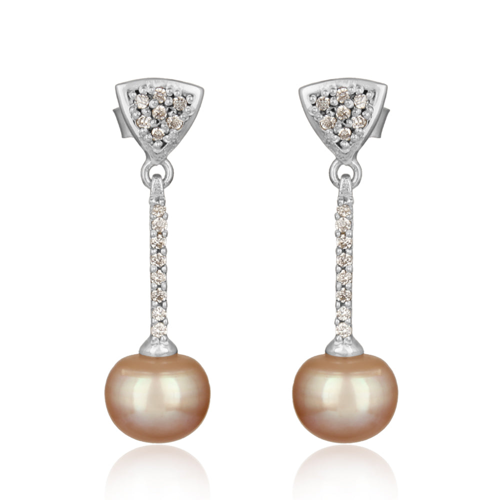 Silver Cubic Zirconia Pearl Drop Earrings