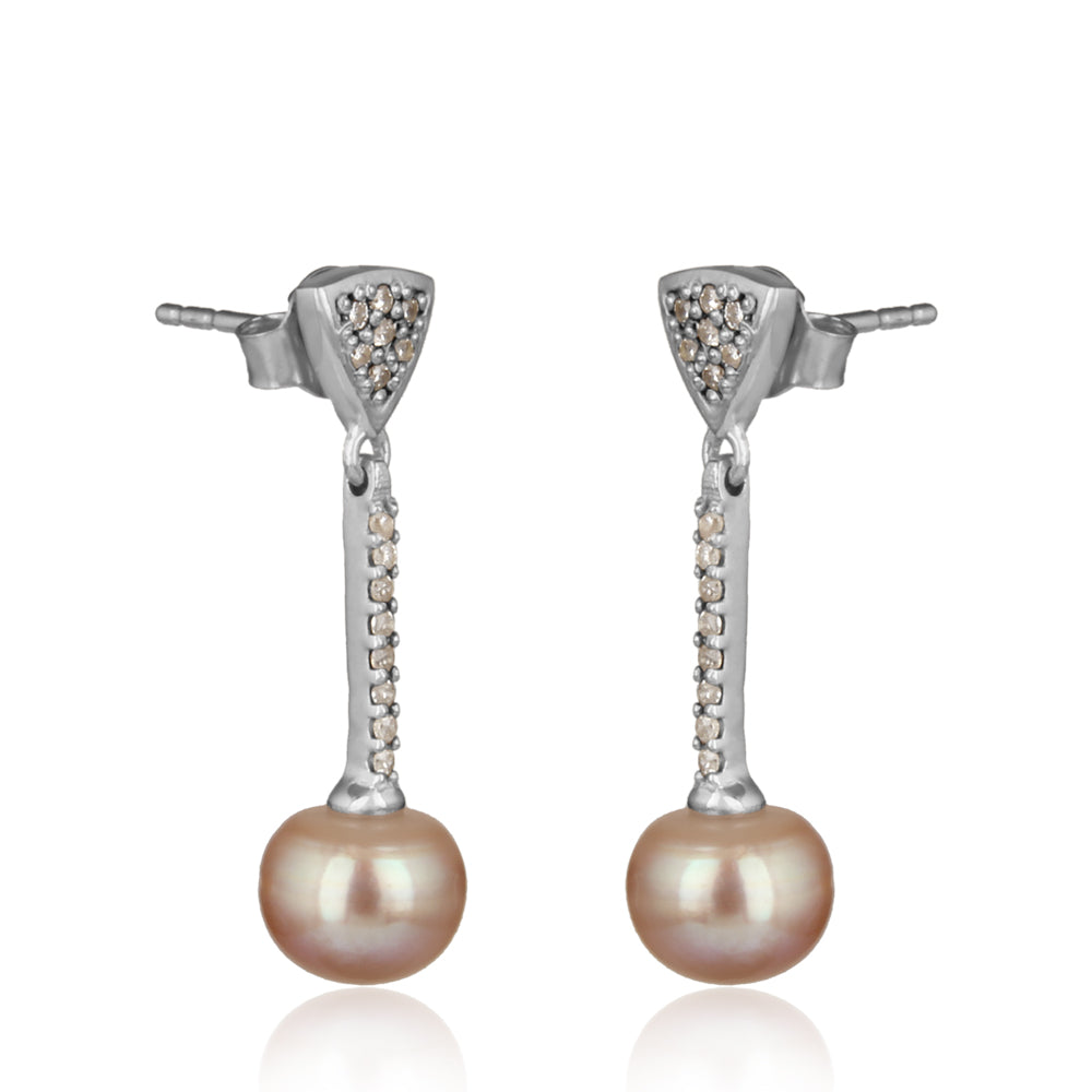 Silver Cubic Zirconia Pearl Drop Earrings