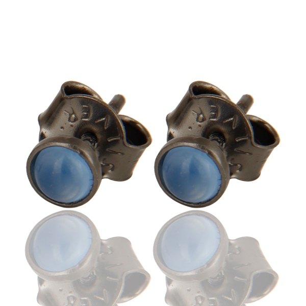 Blue Chalcedony Bezel Studs