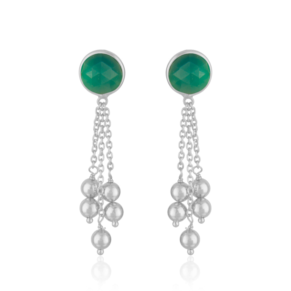 Green Onyx Sterling Silver Earrings