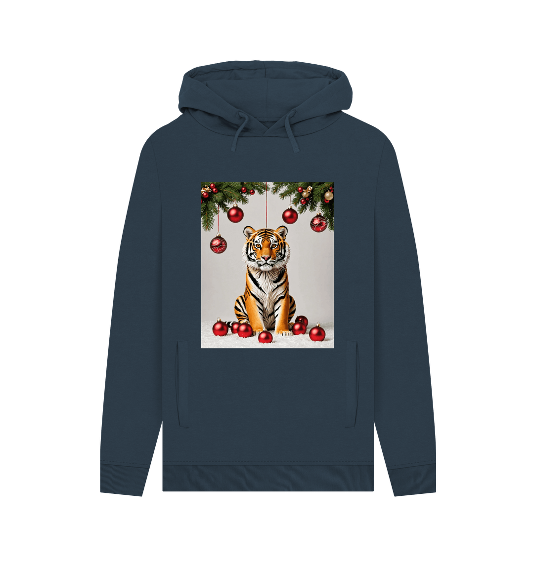 Navy Christmas Tiger Hoodie