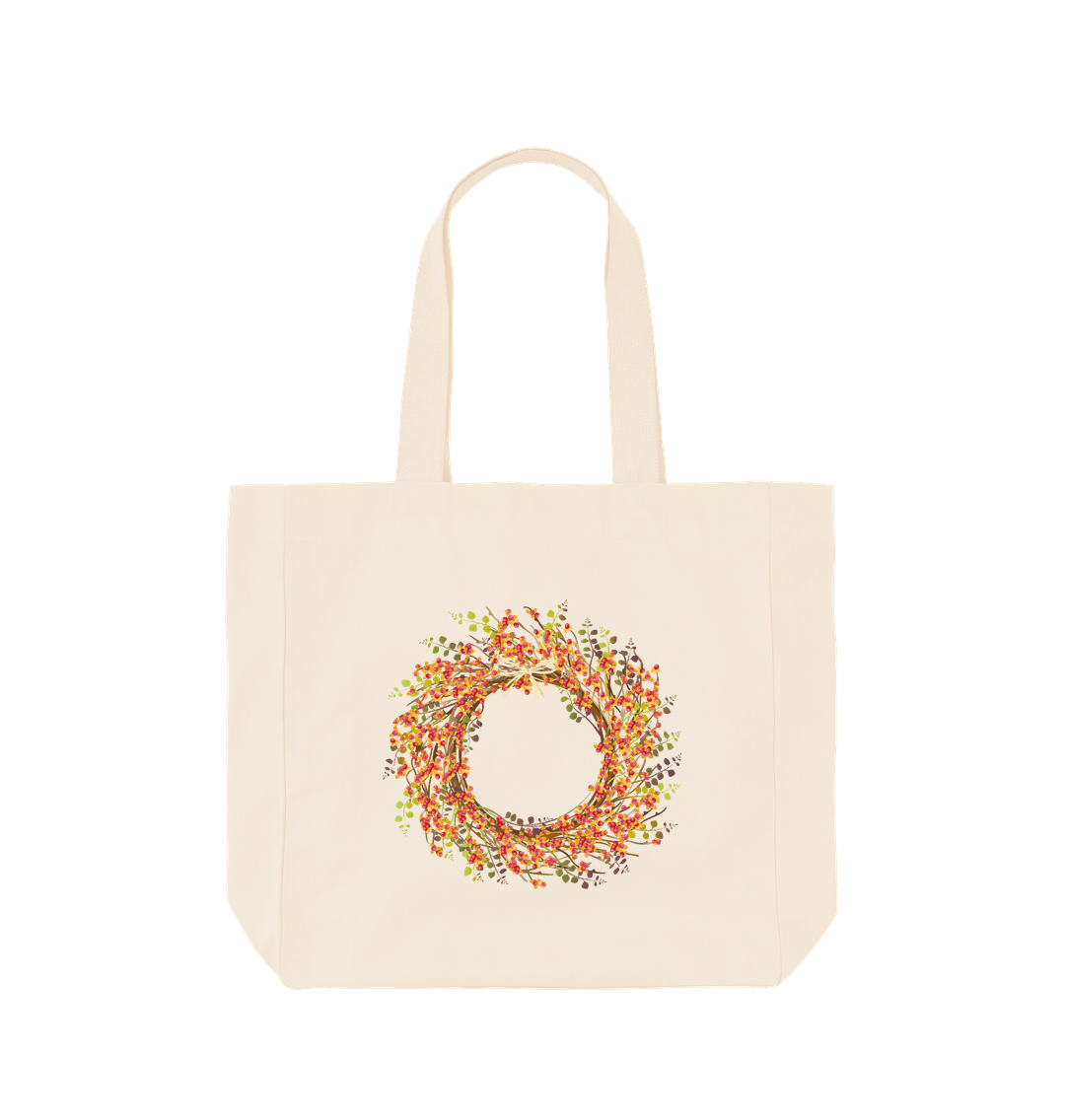 Natural Autumn Wreath Shopper Tote