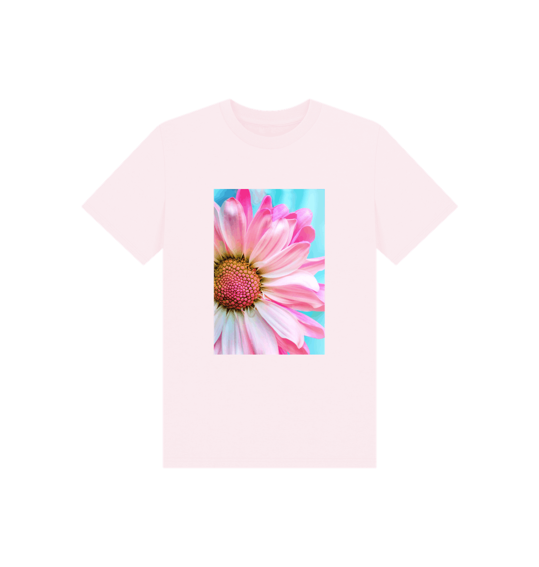 Elegant pink flower tee featuring vibrant floral design, perfect for stylish spring and summer outfits.