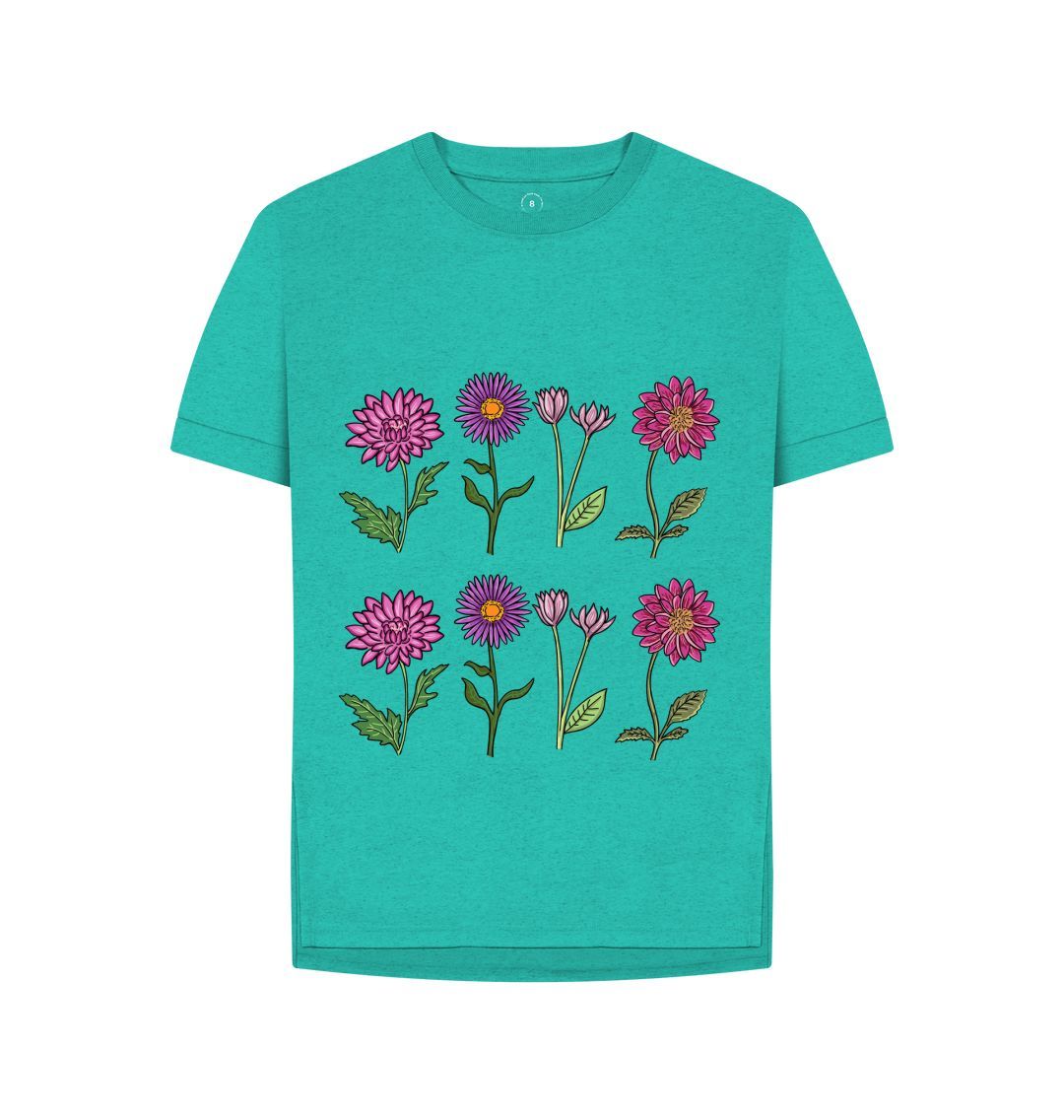 Seagrass Green Wild Pink & Purple Flowers Remill Relaxed Tee