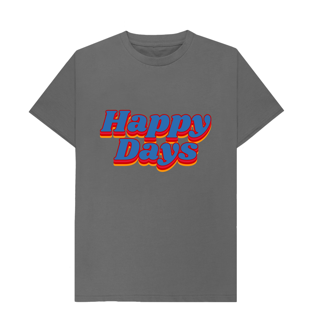 Slate Grey Tie Dye Happy Days Tee