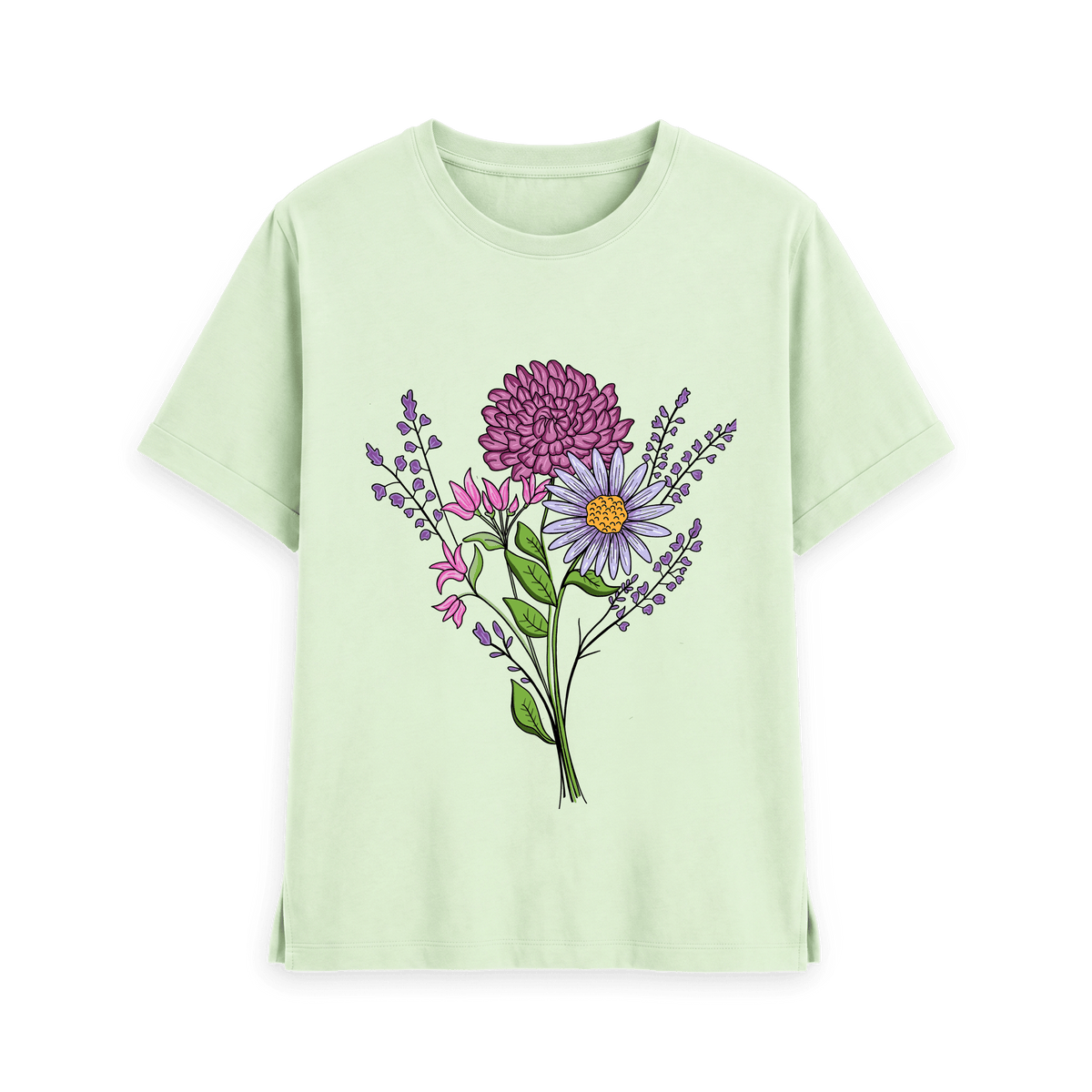 Pastel Green Printed T-shirt Front