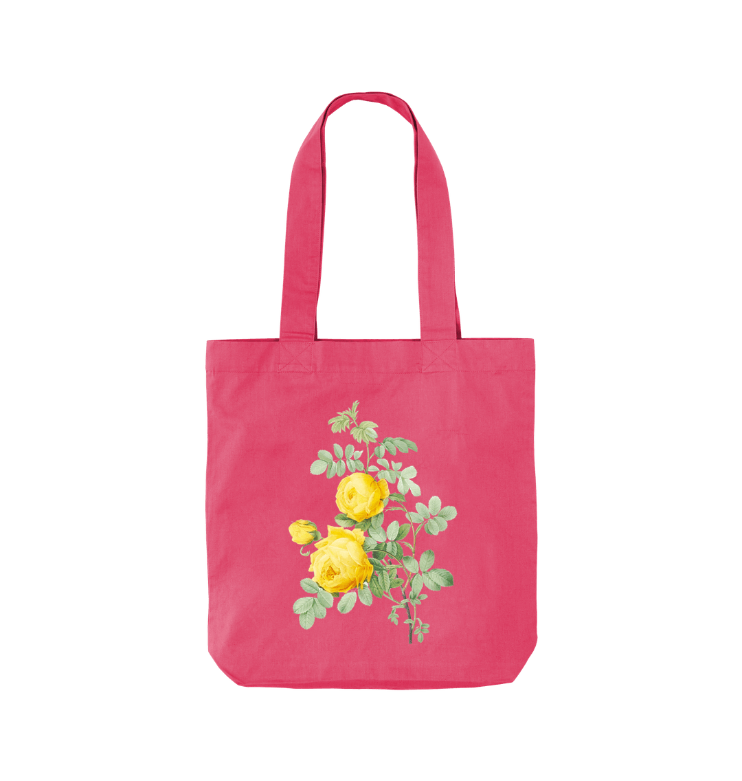 Raspberry Pink Yellow Rose Twill Tote Bag