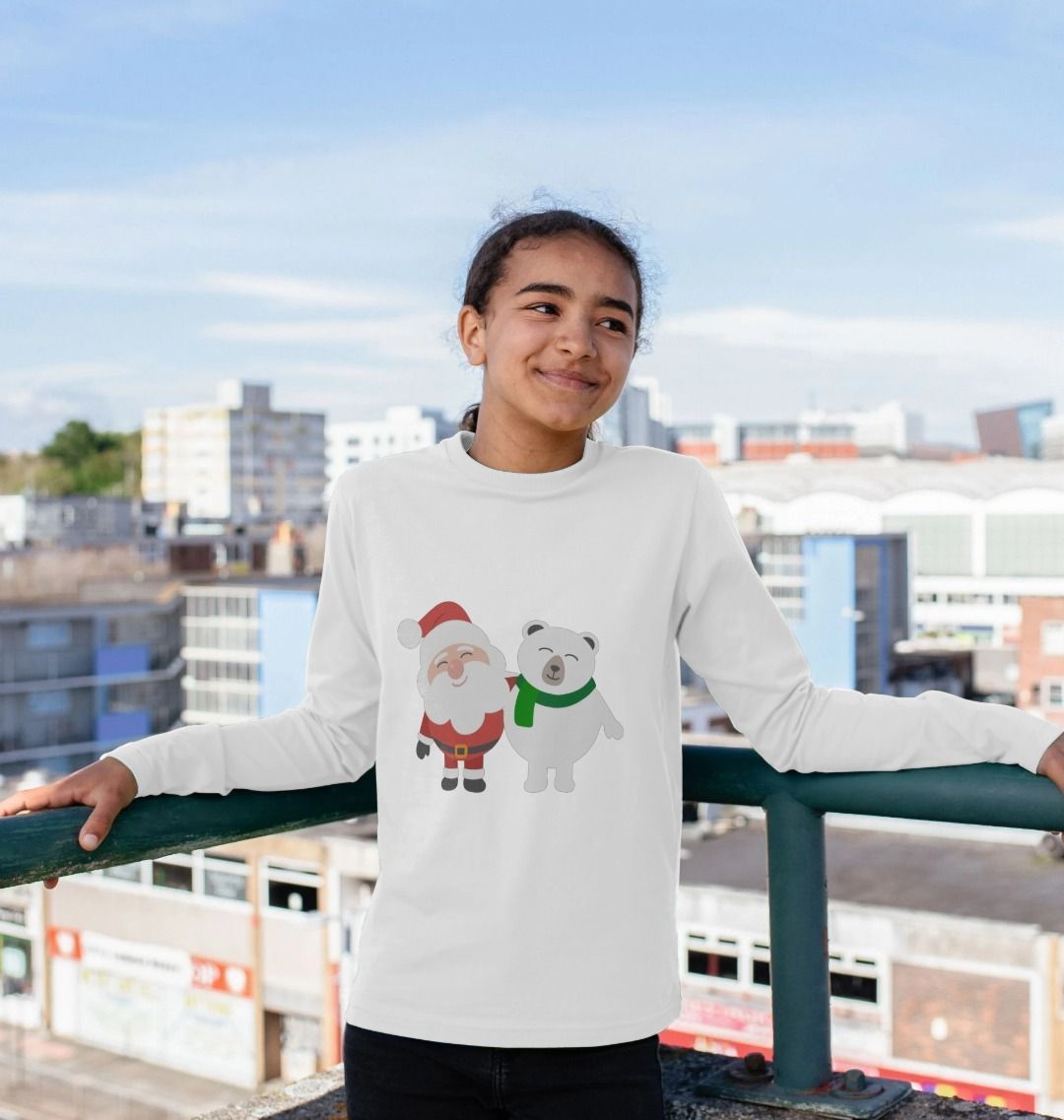 Santa And Polar Bear Long Sleeves Tee